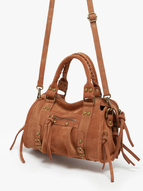 Cross Body Tas Velvet Leder Milano Bruin velvet VE24093 ander zicht 2